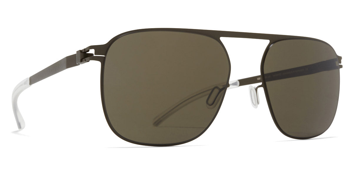 Mykita® MIKKO MYK MIKKO Matte Silver / Polarized Pro Amber Brown 55 - Camou Green / Raw Green Solid  Sunglasses