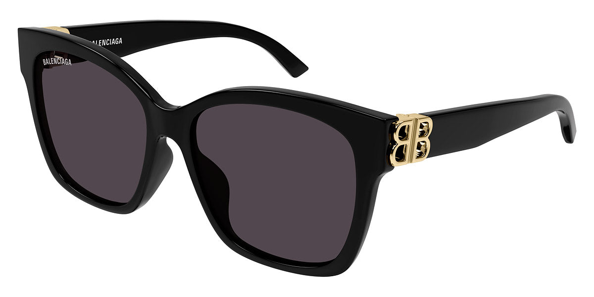 Balenciaga® BB0102SA BB0102SA 001 57 - Gold / Black / Gray Sunglasses