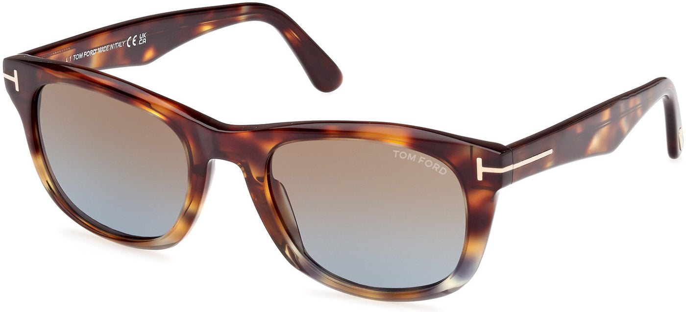 Tom Ford® FT1076 Kendel FT1076 Kendel 56B 54 - 56B - Shiny Vintage Havana To Light Havana, t" Logo / Gradient Smoke Lenses" Sunglasses