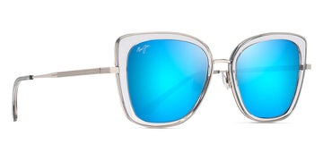 Maui Jim® Violet Lake MAU Violet Lake B843-11 53 - Transparent Grey with Silver/Blue Hawaii Sunglasses