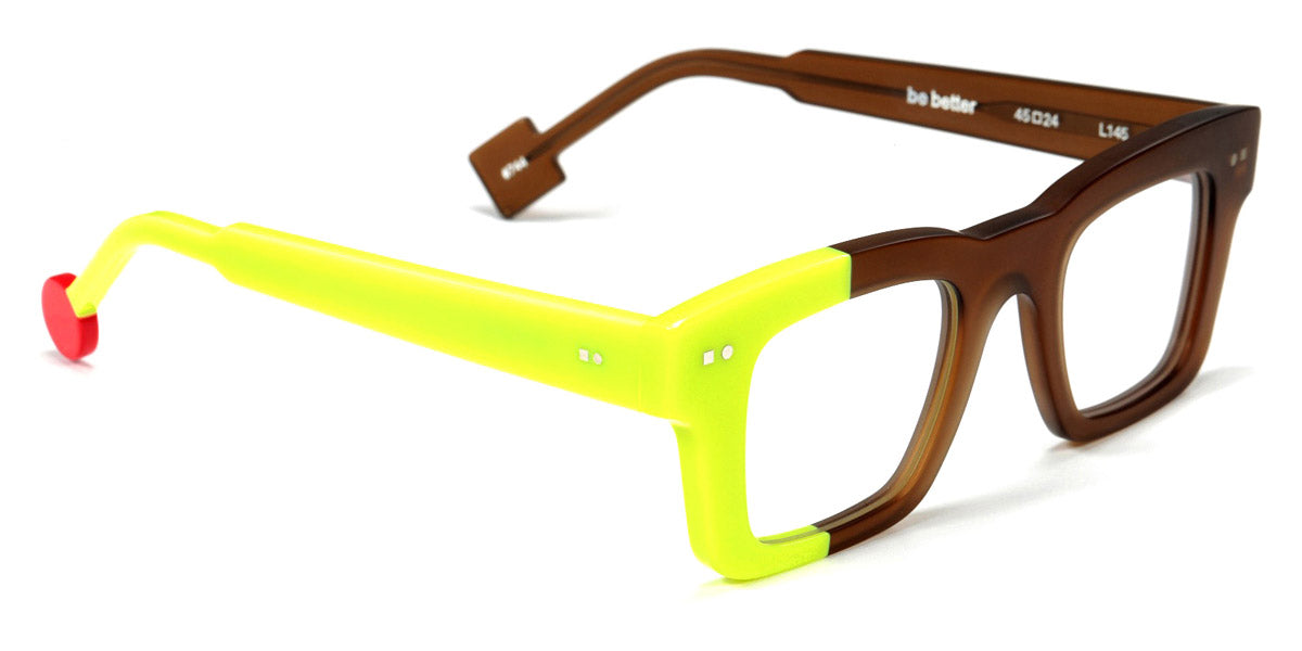 Sabine Be® Be Better SB Be Better 744 45 - Translucent Cognac Matte / Shiny Neon Yellow Eyeglasses