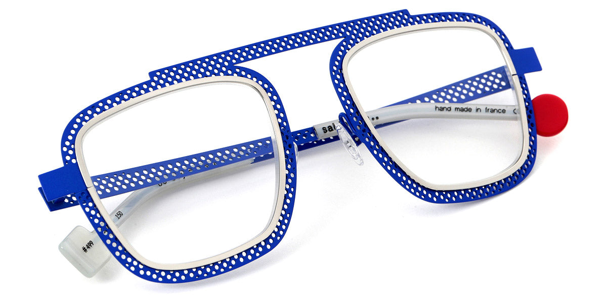 Sabine Be® Be Boyish Hole SB Be Boyish Hole 499 52 - Majorelle Blue Perforated Satin / Polished Palladium Eyeglasses