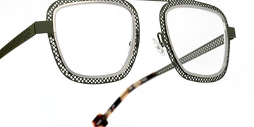 Sabine Be® Be Boyish Hole SB Be Boyish Hole 653 52 - Khaki Satin Perforated / Polished Palladium Eyeglasses