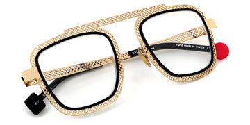 Sabine Be® Be Boyish Hole SB Be Boyish Hole 654 52 - Pale Yellow Gold Polished Perforated / Shiny Black Eyeglasses