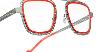 Sabine Be® Be Boyish Hole SB Be Boyish Hole 655 52 - Perforated Satin Gray / Neon Orange Satin Eyeglasses