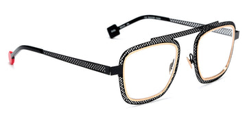 Sabine Be® Be Boyish Hole SB Be Boyish Hole 656 52 - Glossy Black Perforated / Polished Rose Gold Eyeglasses