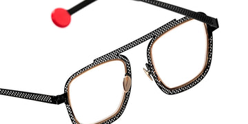 Sabine Be® Be Boyish Hole SB Be Boyish Hole 656 52 - Glossy Black Perforated / Polished Rose Gold Eyeglasses