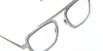 Sabine Be® Be Boyish Hole SB Be Boyish Hole 657 52 - Perforated Polished Palladium / Satin Pastel Blue Eyeglasses