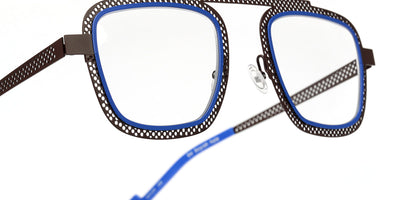 Sabine Be® Be Boyish Hole SB Be Boyish Hole 659 52 - Dark Chocolate Satin Perforated / Blue Majorelle Satin Eyeglasses