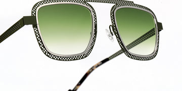 Sabine Be® Be Boyish Hole Sun SB Be Boyish Hole Sun 653 52 - Khaki Satin Perforated / Polished Palladium Sunglasses