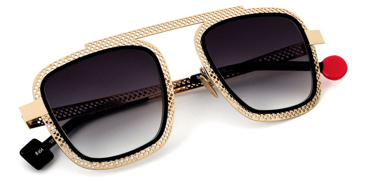 Sabine Be® Be Boyish Hole Sun SB Be Boyish Hole Sun 654 52 - Pale Yellow Gold Polished Perforated / Shiny Black Sunglasses