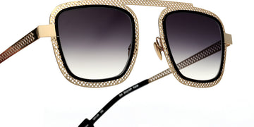 Sabine Be® Be Boyish Hole Sun SB Be Boyish Hole Sun 654 52 - Pale Yellow Gold Polished Perforated / Shiny Black Sunglasses