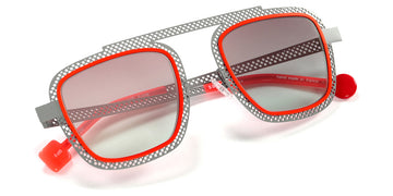 Sabine Be® Be Boyish Hole Sun SB Be Boyish Hole Sun 655 52 - Perforated Satin Gray / Neon Orange Satin Sunglasses