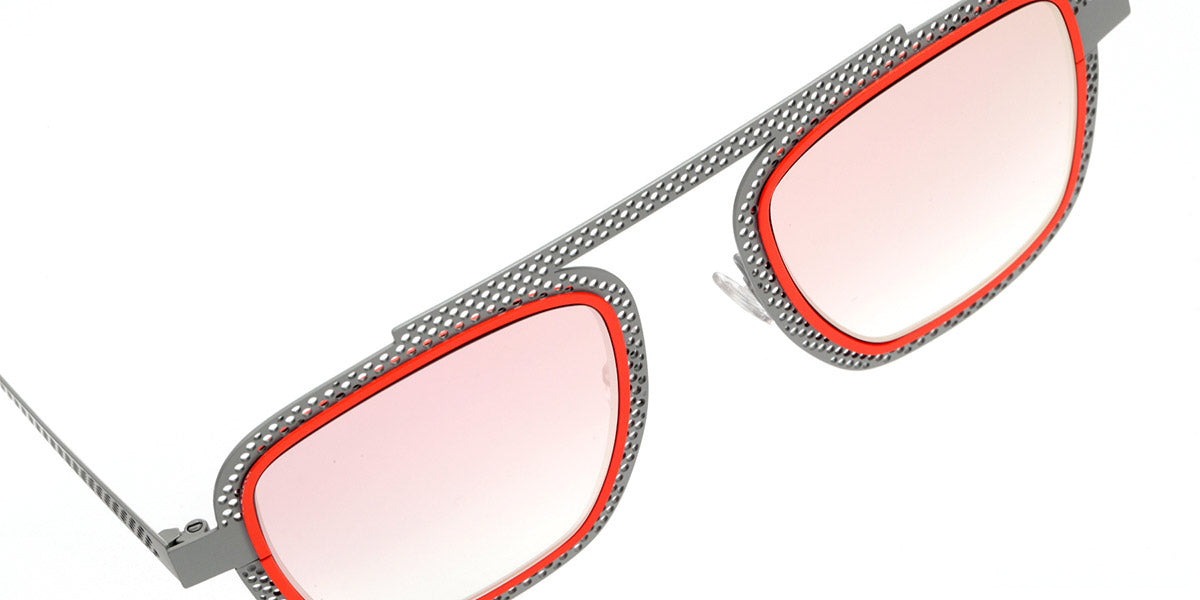 Sabine Be® Be Boyish Hole Sun SB Be Boyish Hole Sun 655 52 - Perforated Satin Gray / Neon Orange Satin Sunglasses