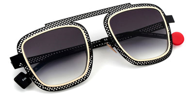 Sabine Be® Be Boyish Hole Sun SB Be Boyish Hole Sun 656 52 - Glossy Black Perforated / Polished Rose Gold Sunglasses