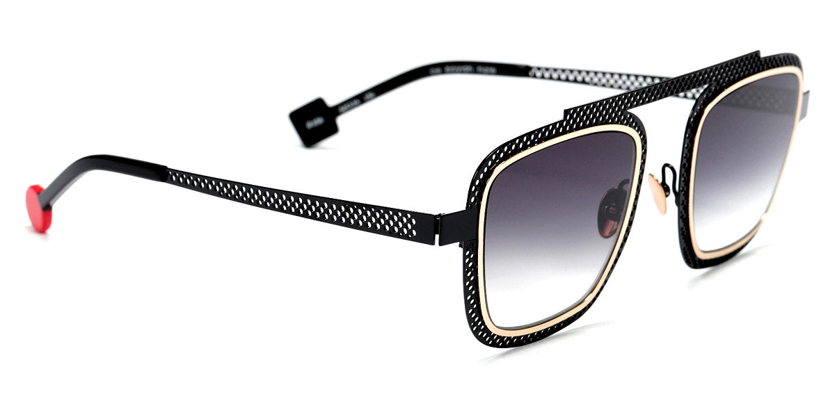 Sabine Be® Be Boyish Hole Sun SB Be Boyish Hole Sun 656 52 - Glossy Black Perforated / Polished Rose Gold Sunglasses