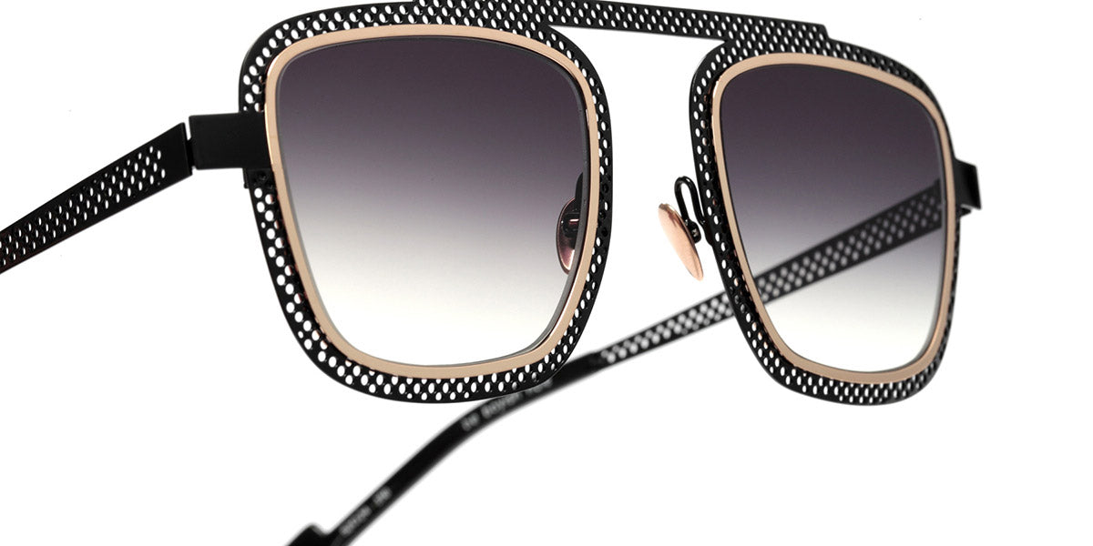 Sabine Be® Be Boyish Hole Sun SB Be Boyish Hole Sun 656 52 - Glossy Black Perforated / Polished Rose Gold Sunglasses