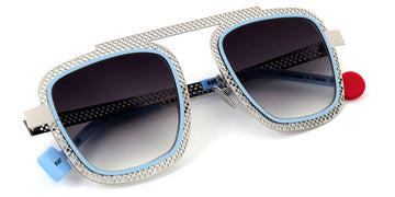 Sabine Be® Be Boyish Hole Sun SB Be Boyish Hole Sun 657 52 - Perforated Polished Palladium / Satin Pastel Blue Sunglasses