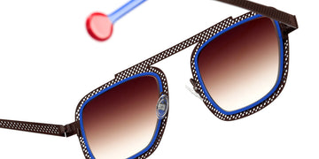 Sabine Be® Be Boyish Hole Sun SB Be Boyish Hole Sun 659 52 - Dark Chocolate Satin Perforated / Blue Majorelle Satin Sunglasses