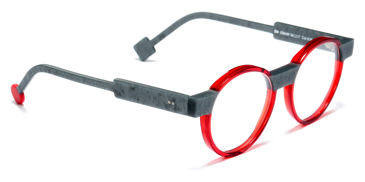 Sabine Be® Be Clever SB Be Clever 618 50 - Shiny Translucent Red / Matt Marbled Mouse Gray Eyeglasses