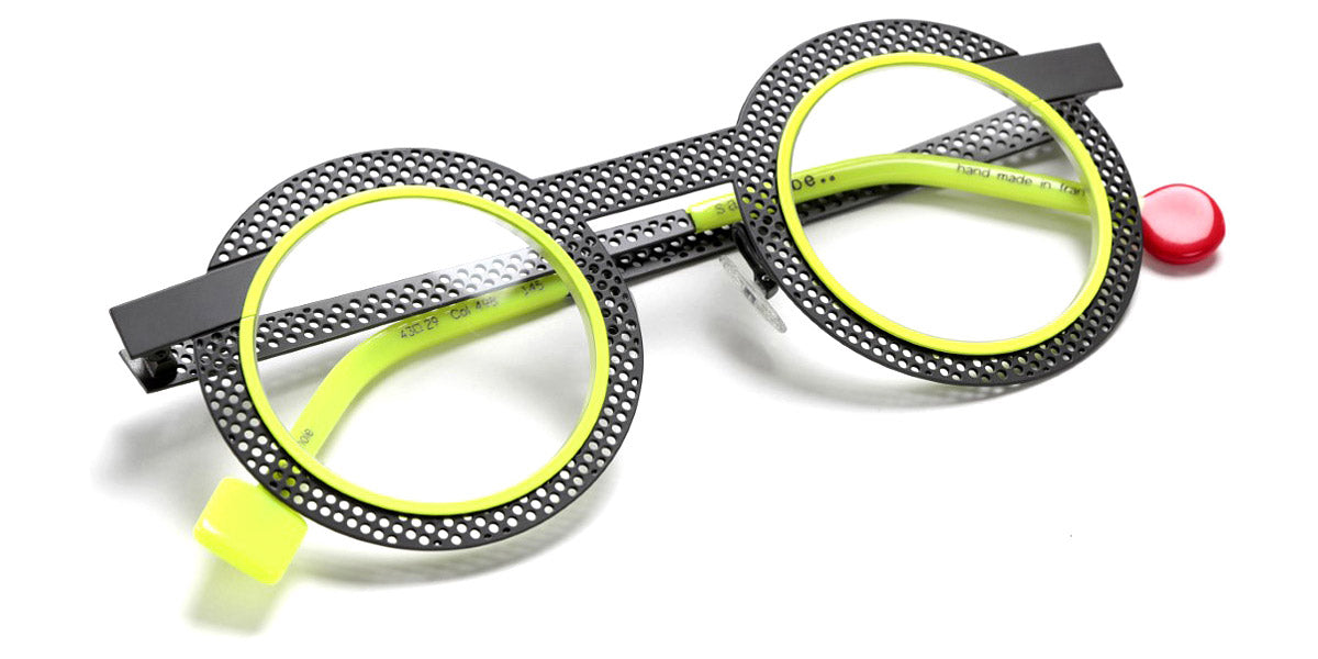 Sabine Be® Be Gipsy Hole SB Be Gipsy Hole 498 43 - Perforated Satin Taupe / Neon Yellow Satin Eyeglasses