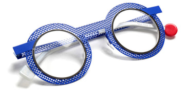 Sabine Be® Be Gipsy Hole SB Be Gipsy Hole 499 43 - Majorelle Blue Perforated Satin / Polished Palladium Eyeglasses