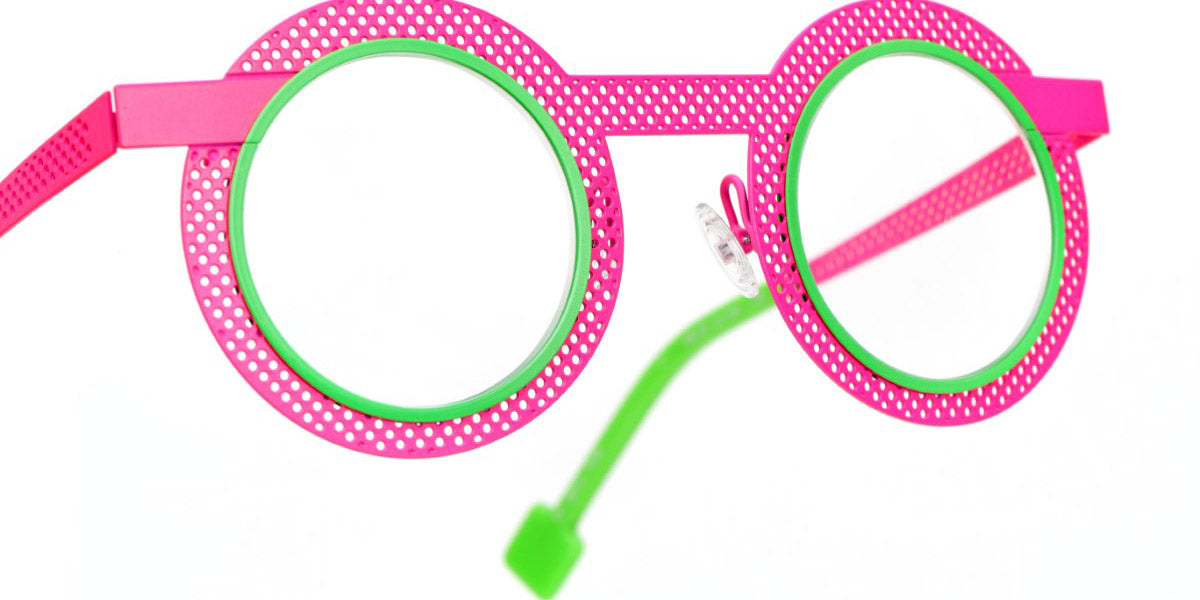 Sabine Be® Be Gipsy Hole SB Be Gipsy Hole 504 43 - Neon Pink Perforated Satin / Neon Green Satin Eyeglasses