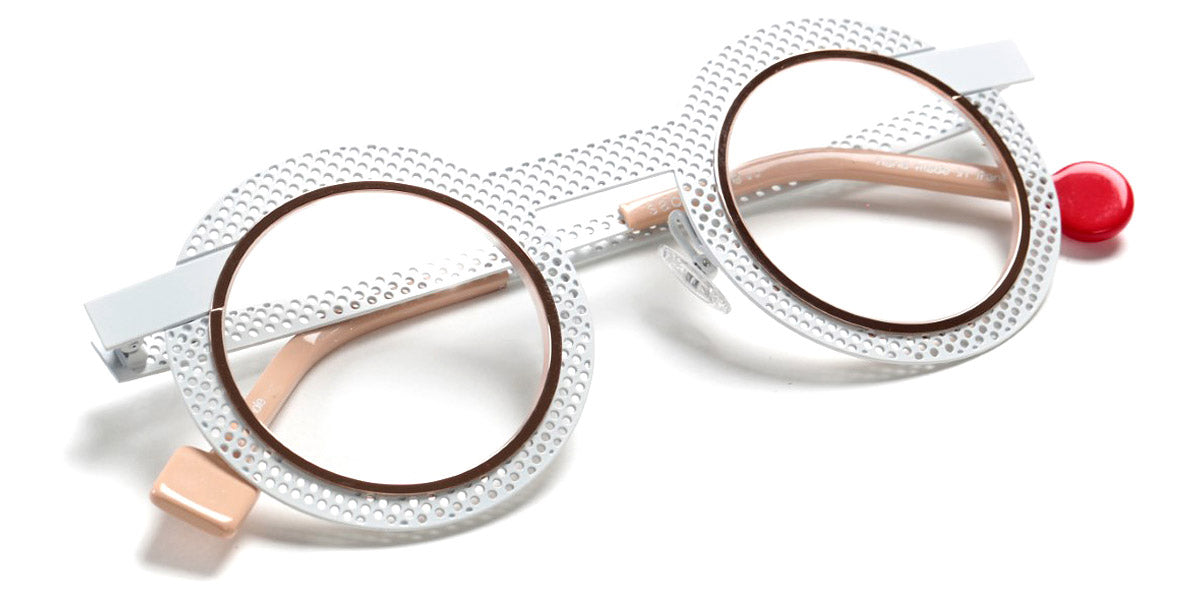 Sabine Be® Be Gipsy Hole SB Be Gipsy Hole 505 43 - Satin White Perforated / Polished Rose Gold Eyeglasses