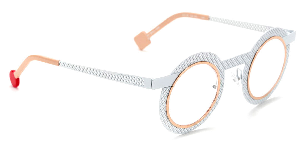 Sabine Be® Be Gipsy Hole SB Be Gipsy Hole 505 43 - Satin White Perforated / Polished Rose Gold Eyeglasses