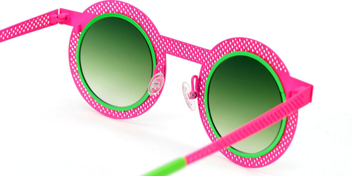 Sabine Be® Be Gipsy Hole Sun SB Be Gipsy Hole Sun 504 43 - Neon Pink Perforated Satin / Neon Green Satin Sunglasses