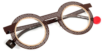 Sabine Be® Be Gipsy Hole SB Be Gipsy Hole 565 43 - Satin Dark Chocolate Perforated / Polished Yellow Gold Eyeglasses