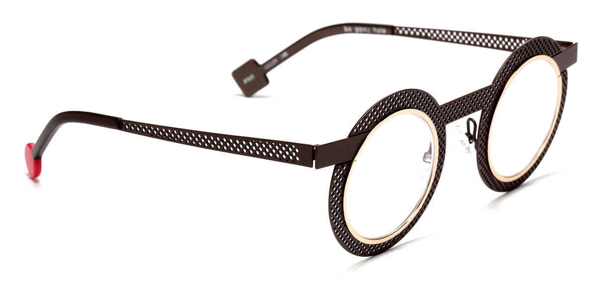 Sabine Be® Be Gipsy Hole SB Be Gipsy Hole 565 43 - Satin Dark Chocolate Perforated / Polished Yellow Gold Eyeglasses