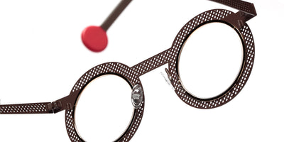 Sabine Be® Be Gipsy Hole SB Be Gipsy Hole 565 43 - Satin Dark Chocolate Perforated / Polished Yellow Gold Eyeglasses