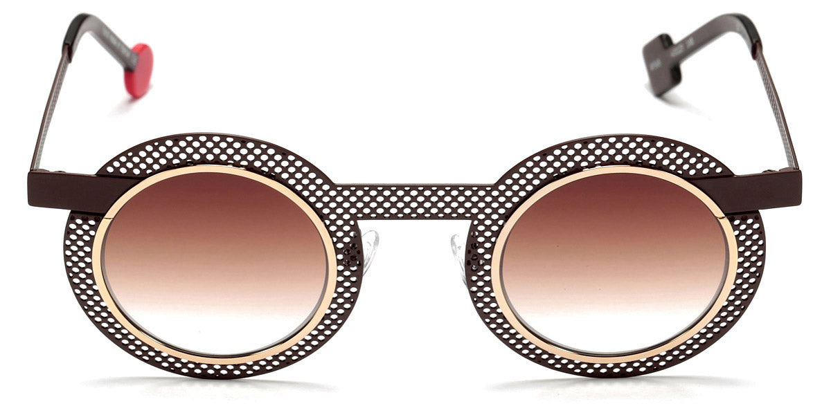 Sabine Be® Be Gipsy Hole Sun SB Be Gipsy Hole Sun 565 43 - Satin Dark Chocolate Perforated / Polished Yellow Gold Sunglasses