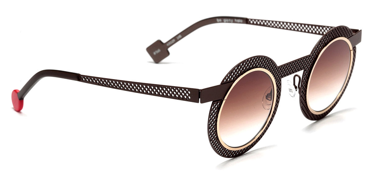 Sabine Be® Be Gipsy Hole Sun SB Be Gipsy Hole Sun 565 43 - Satin Dark Chocolate Perforated / Polished Yellow Gold Sunglasses