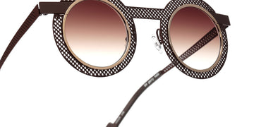 Sabine Be® Be Gipsy Hole Sun SB Be Gipsy Hole Sun 565 43 - Satin Dark Chocolate Perforated / Polished Yellow Gold Sunglasses