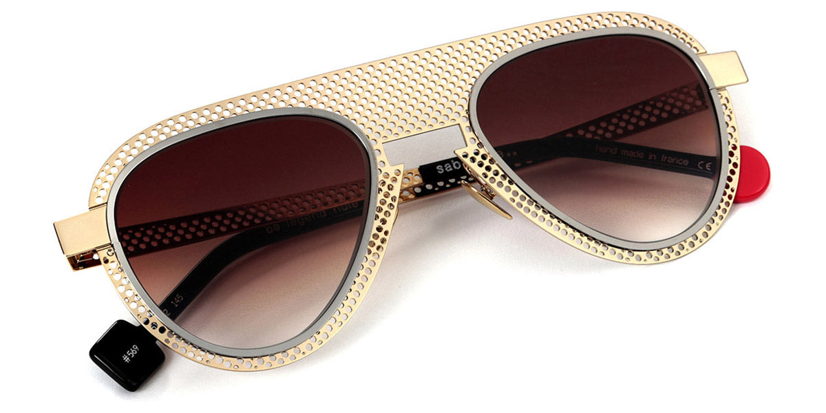 Sabine Be® Be Legend Hole Sun SB Be Legend Hole Sun 569 51 - Polished Pale Gold / Polished Dark Ruthenium Sunglasses