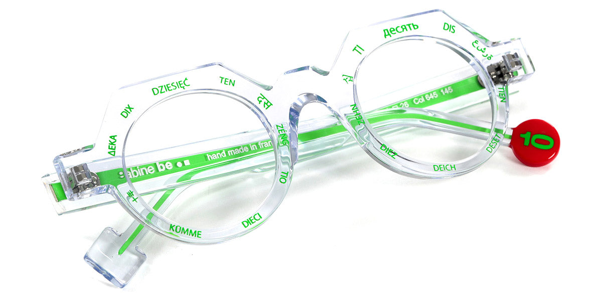 Sabine Be® Be Ten SB Be Ten 645 44 - Shiny Crystal / Shiny Green Eyeglasses