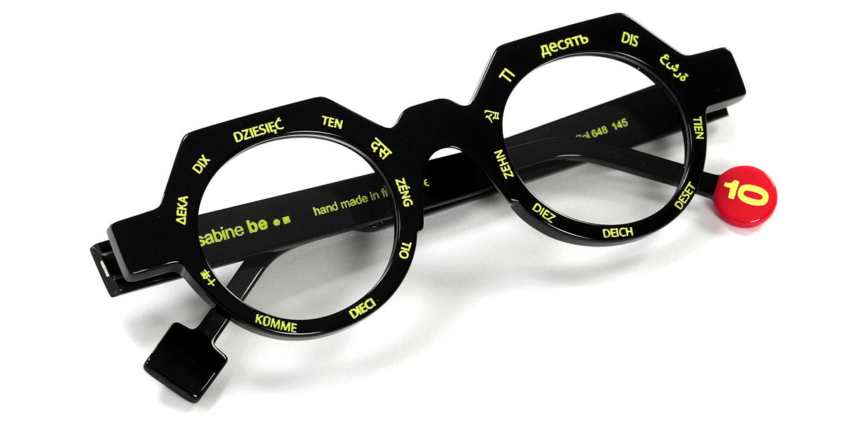 Sabine Be® Be Ten SB Be Ten 648 44 - Shiny Black / Neon Yellow Eyeglasses