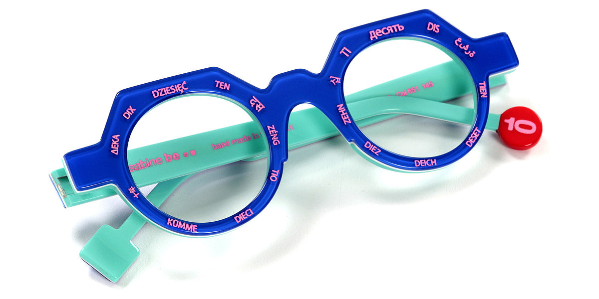 Sabine Be® Be Ten SB Be Ten 651 44 - Shiny Translucent Majorelle Blue / White / Shiny Turquoise / Neon Pink Eyeglasses