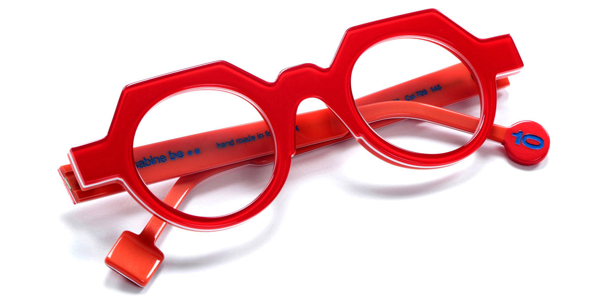 Sabine Be® Be Ten SB Be Ten 706 44 - Shiny Translucent Red / White / Shiny Orange Eyeglasses