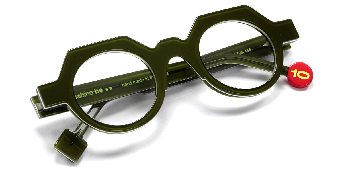 Sabine Be® Be Ten SB Be Ten 709 44 - Shiny Translucent Dark Green / White / Shiny Translucent Dark Green Eyeglasses