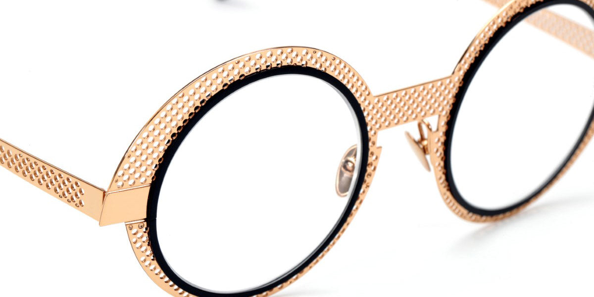 Sabine Be® Be Val De Loire Hole SB Be Val De Loire Hole 490 50 - Rose Gold Polished Perforated / Navy Satin Eyeglasses