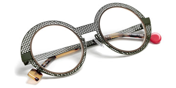 Sabine Be® Be Val De Loire Hole SB Be Val De Loire Hole 491 50 - Perforated Satin Khaki / Polished Yellow Gold Eyeglasses