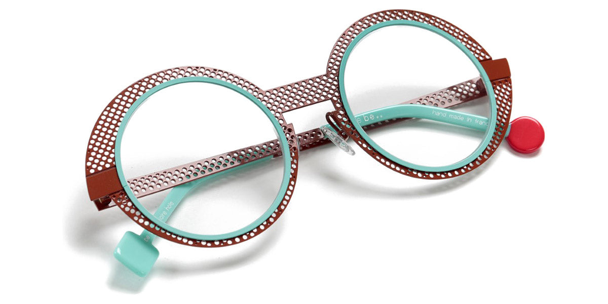 Sabine Be® Be Val De Loire Hole SB Be Val De Loire Hole 494 50 - Shiny Camel Perforated / Turquoise Satin Eyeglasses