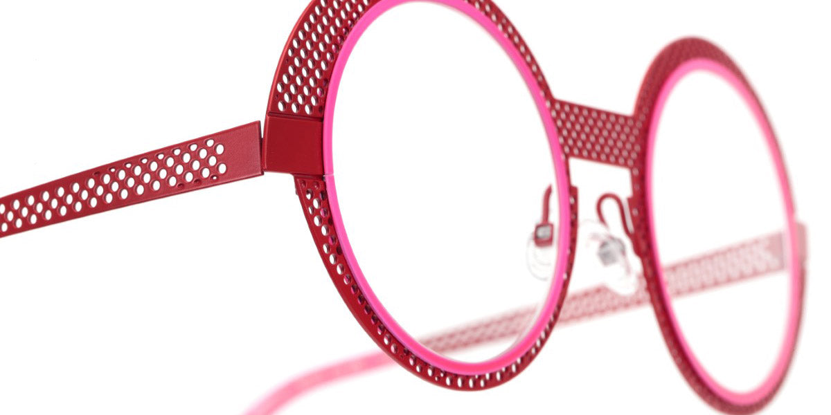 Sabine Be® Be Val De Loire Hole SB Be Val De Loire Hole 495 50 - Satin Red Perforated / Neon Pink Satin Eyeglasses