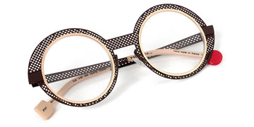 Sabine Be® Be Val De Loire Hole SB Be Val De Loire Hole 567 50 - Satin Dark Chocolate Perforated / Polished Rose Gold Eyeglasses