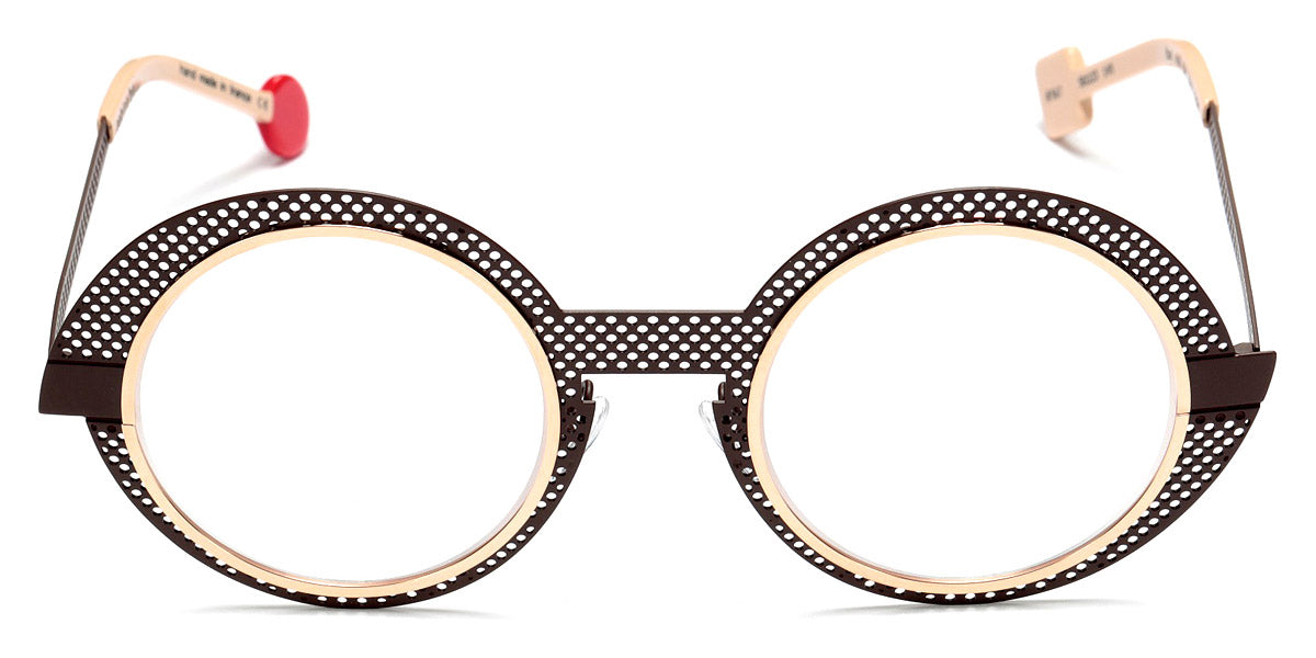 Sabine Be® Be Val De Loire Hole SB Be Val De Loire Hole 567 50 - Satin Dark Chocolate Perforated / Polished Rose Gold Eyeglasses