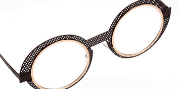 Sabine Be® Be Val De Loire Hole SB Be Val De Loire Hole 567 50 - Satin Dark Chocolate Perforated / Polished Rose Gold Eyeglasses