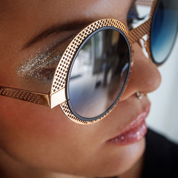 Sabine Be® Be Val De Loire Hole Sun SB Be Val De Loire Hole Sun 490 50 - Rose Gold Polished Perforated / Navy Satin Sunglasses